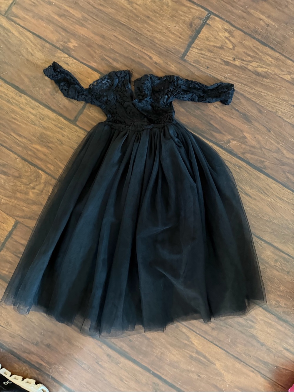 Black Lace Bodice Tulle Skirt Dress